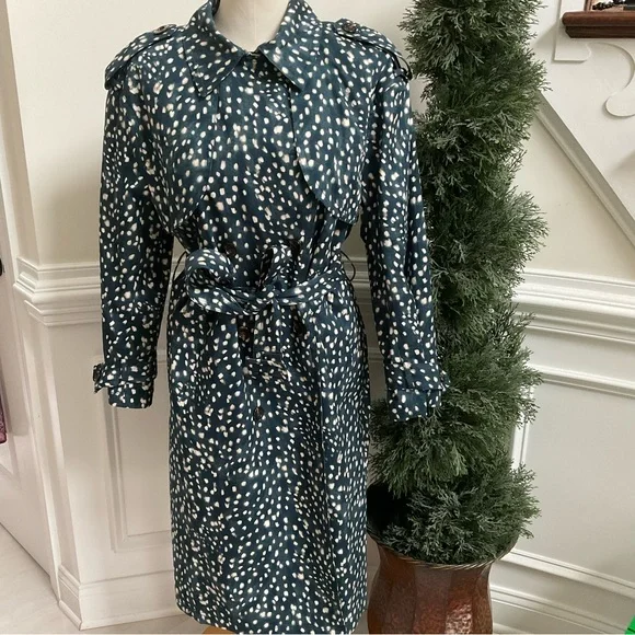 Ann Taylor Spotted Modern Trench Coat Size Large - Picture 9 of 16